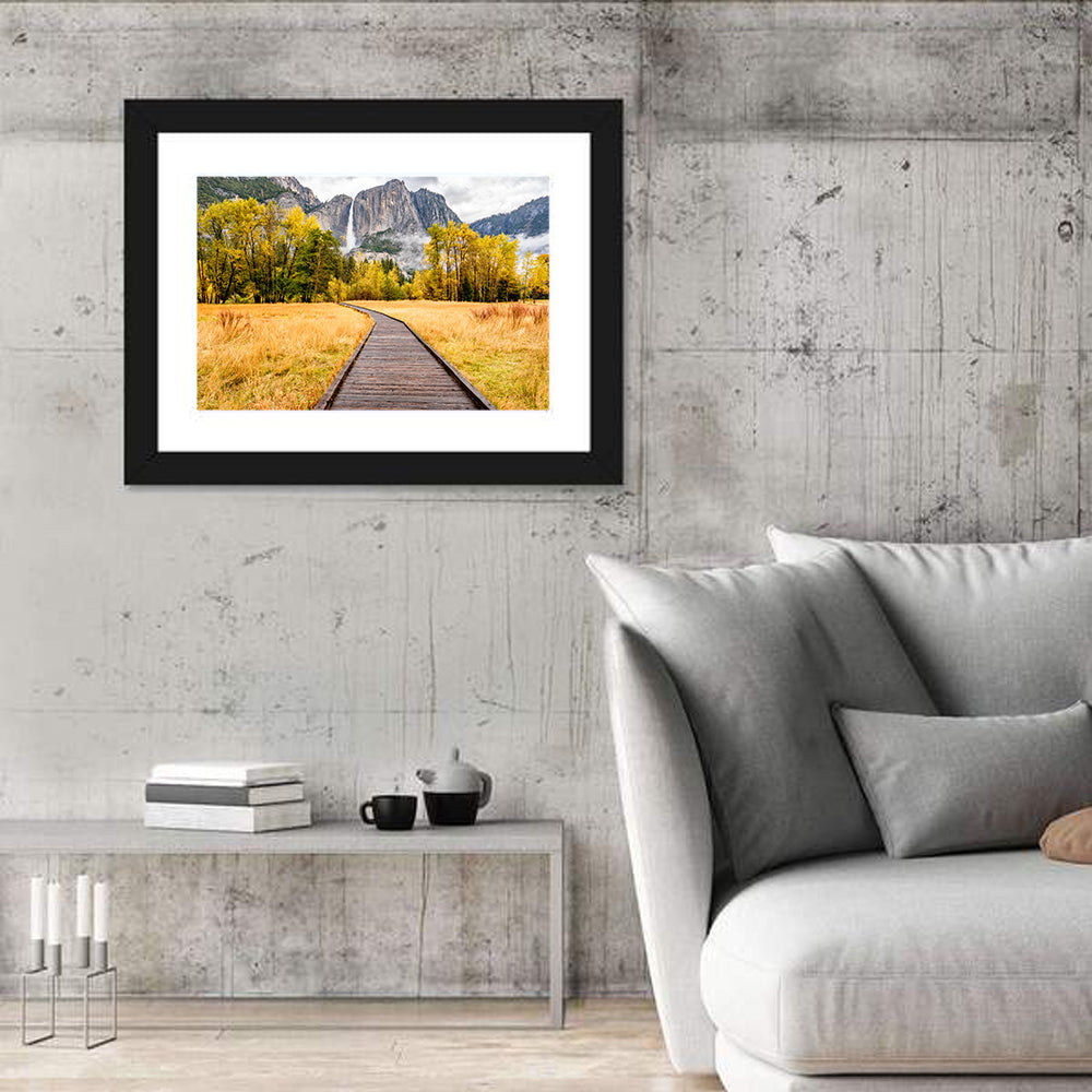 Yosemite Valley Boardwalk Wall Art in a room, landscape