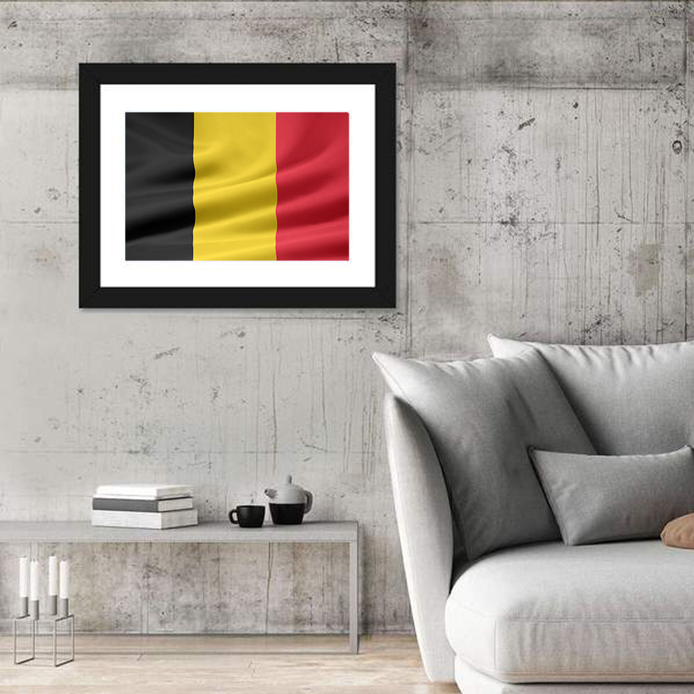 Waving Belgian Flag Wall Art in a room, landscape
