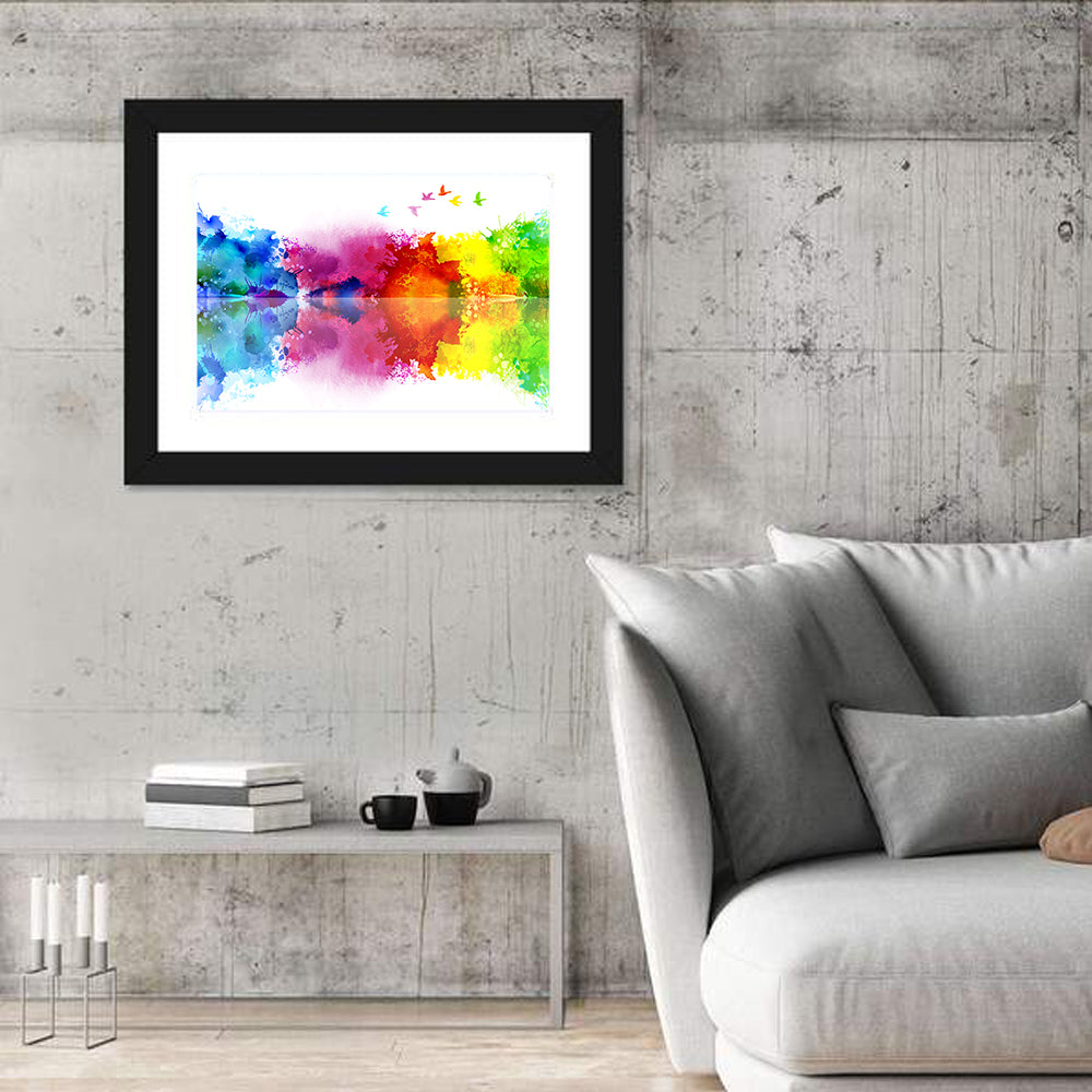 Mirrored Flock of Birds Watercolor Wall Art