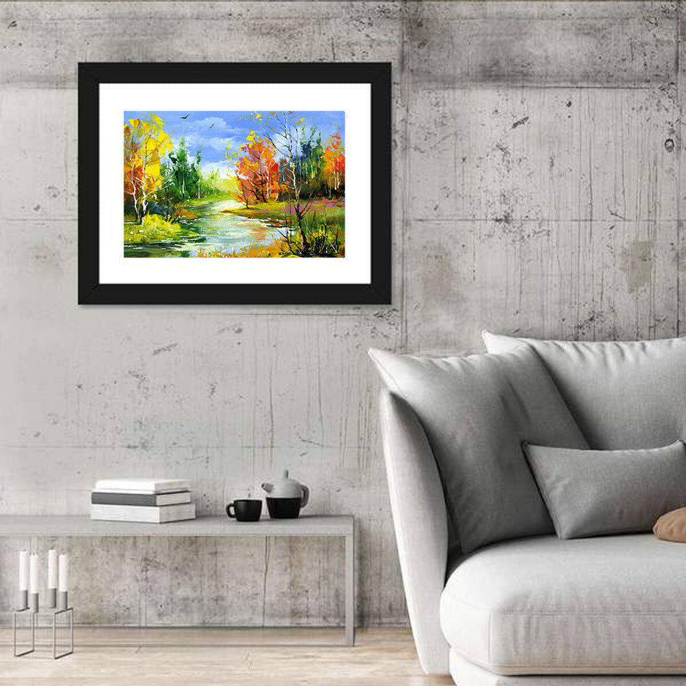 Winding Autumn Stream Wall Art