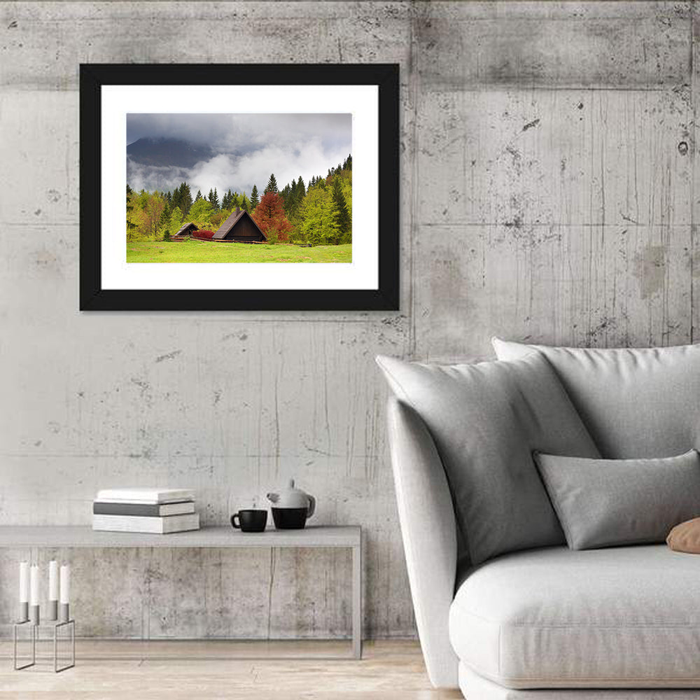 Slovenian Alps Cabin in Fog Wall Art
