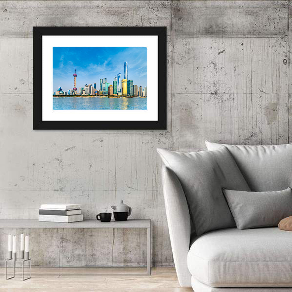 Lujiazui Skyline Shanghai Wall Art in a room, landscape