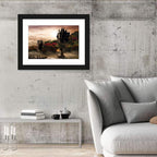 Castle Over Misty Lake at Dusk Wall Art