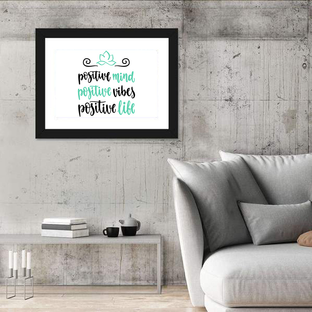 Lotus Yoga Inspirational Quote Wall Art in a room, landscape