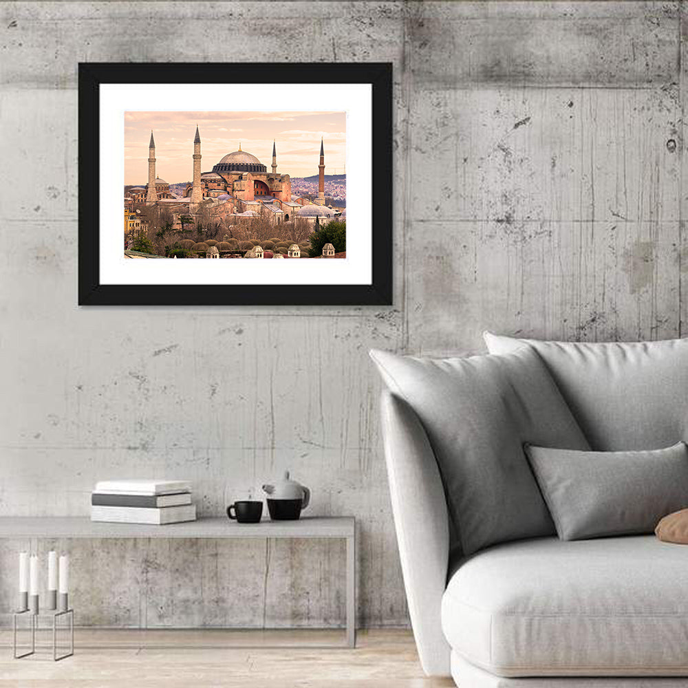 Hagia Sophia Dome and Minarets Wall Art in a room, landscape