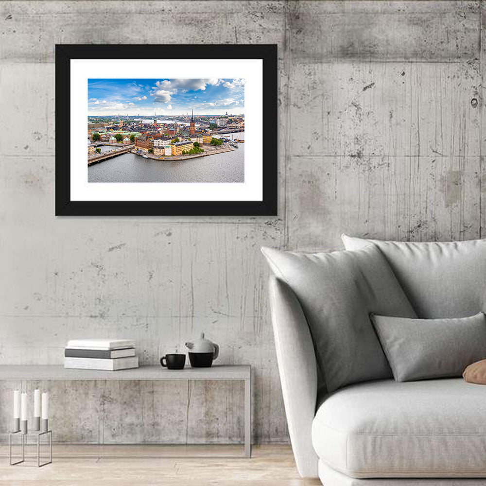 Gamla Stan Harbor, Stockholm Wall Art in a room, landscape
