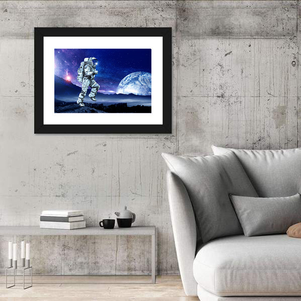 Running Astronaut Wall Art in a room, landscape