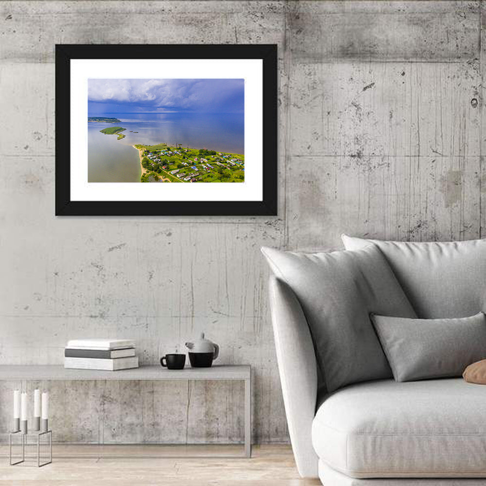 Pskov Lake and Talabski Islands Wall Art in a room, landscape