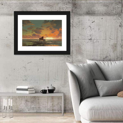 Piano On The Beach Sunset Wall Art