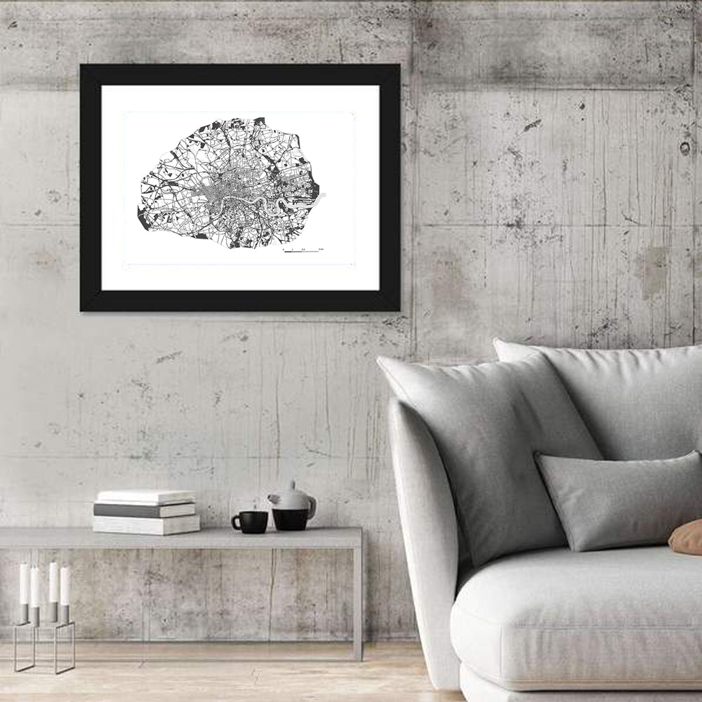 London City Map Wall Art in a room, landscape