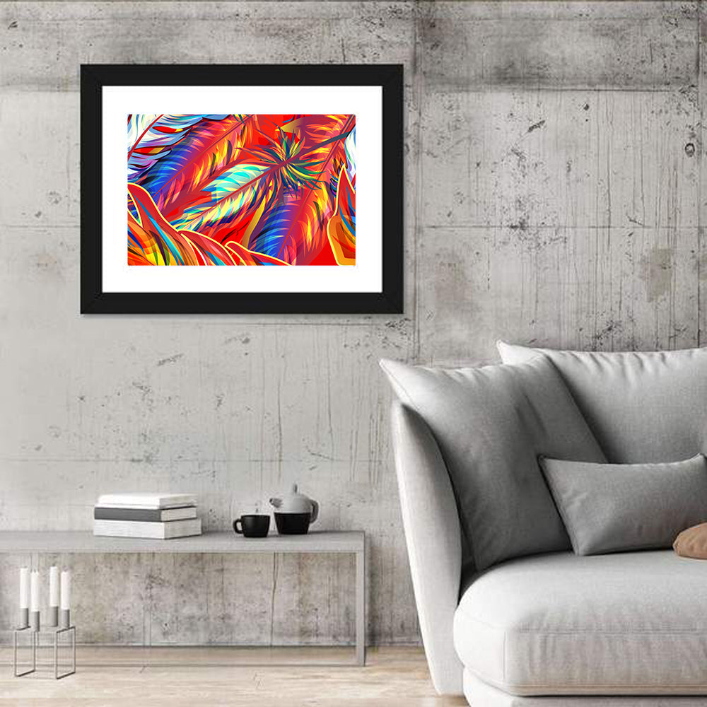 Layered Exotic Feathers Wall Art in a room, landscape