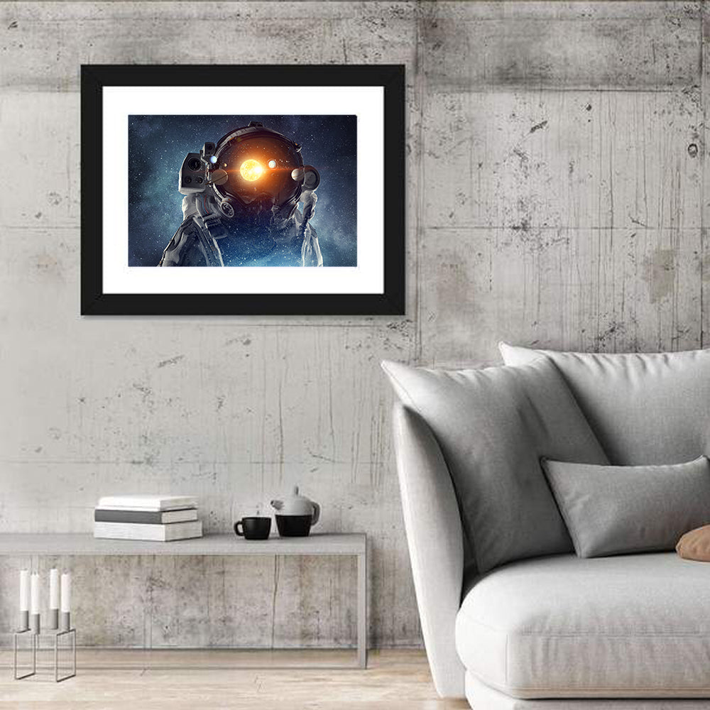 Astronaut Helmet with Solar System Wall Art
