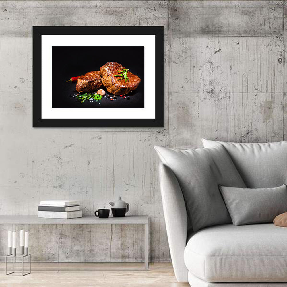 Grilled Beef Fillet Steaks with Rosemary Wall Art in a room, landscape