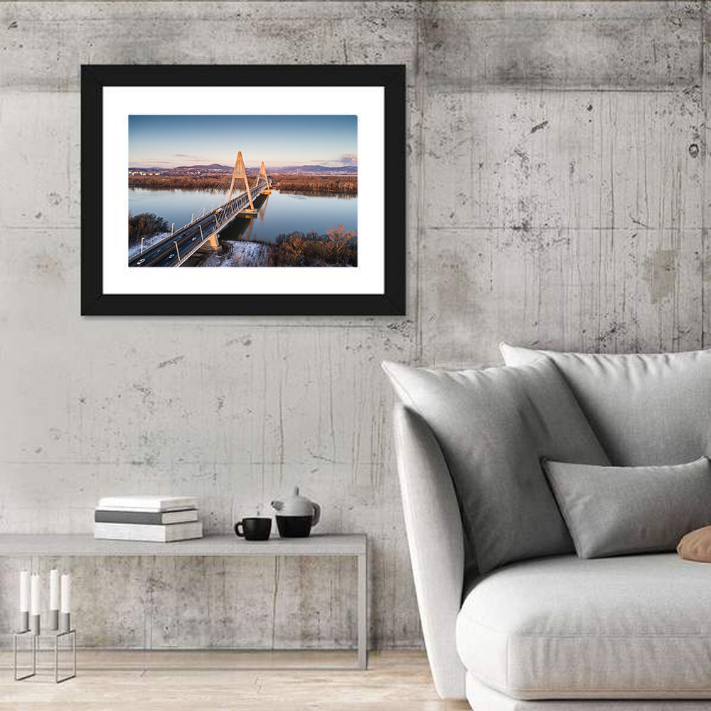 Megyeri Bridge Over the Danube Wall Art in a room, landscape