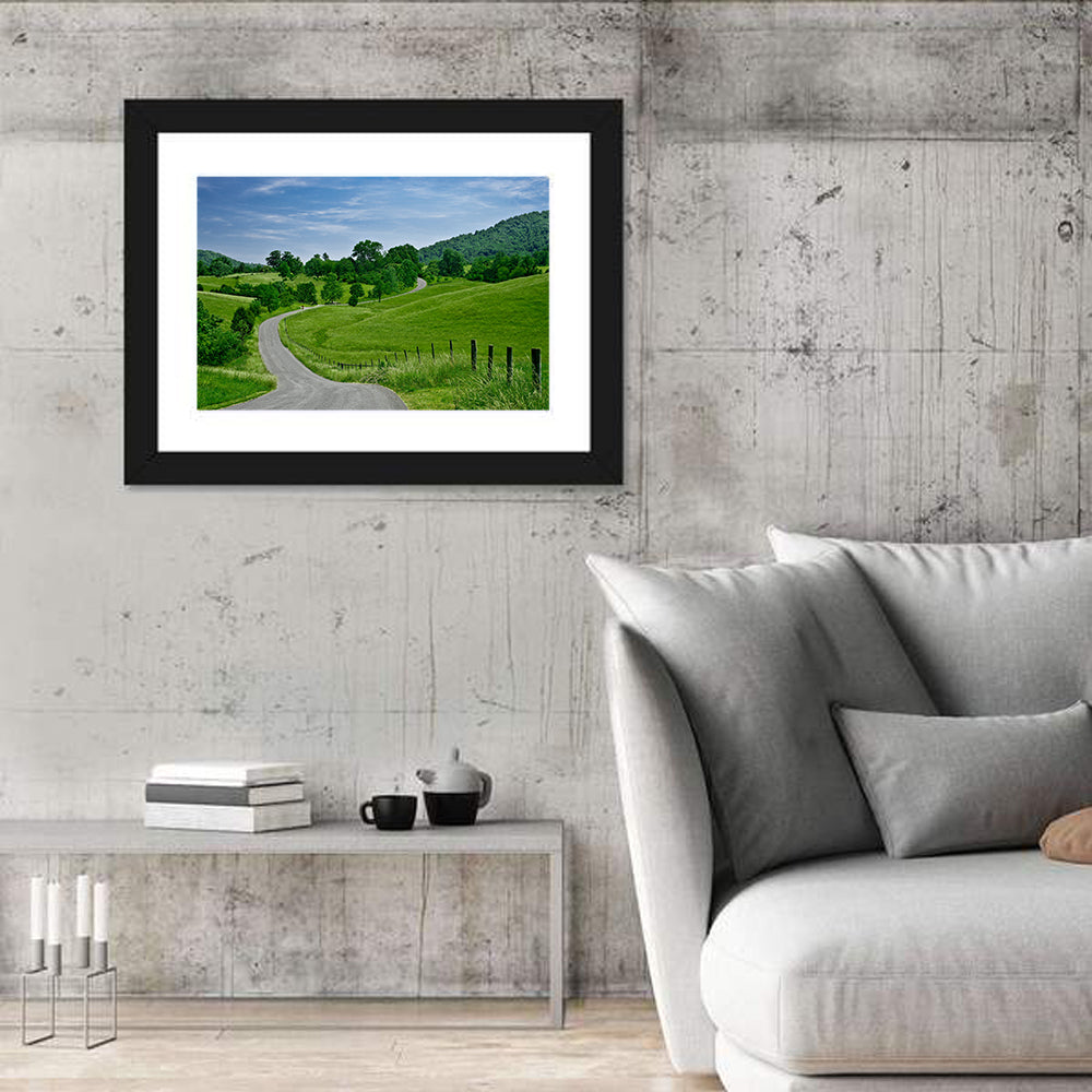 Blue Ridge Winding Road, Western Virginia Wall Art in a room, landscape