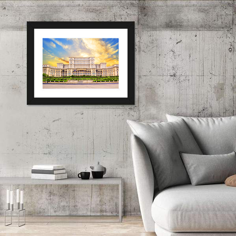 Palace of the Parliament, Bucharest Wall Art in a room, landscape