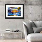 Evening Coastal Sunset with Palm Silhouettes Wall Art