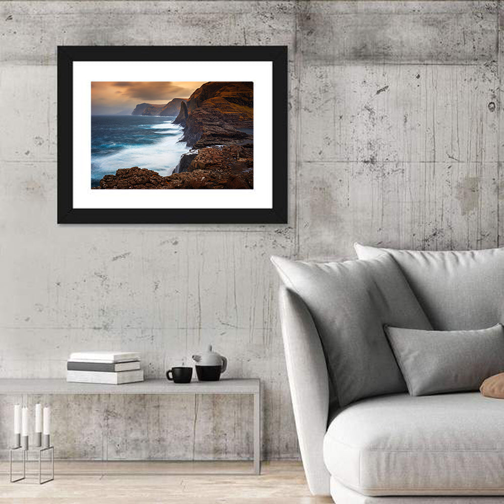 Vagar Island Coastline, Faroe Islands Wall Art in a room, landscape