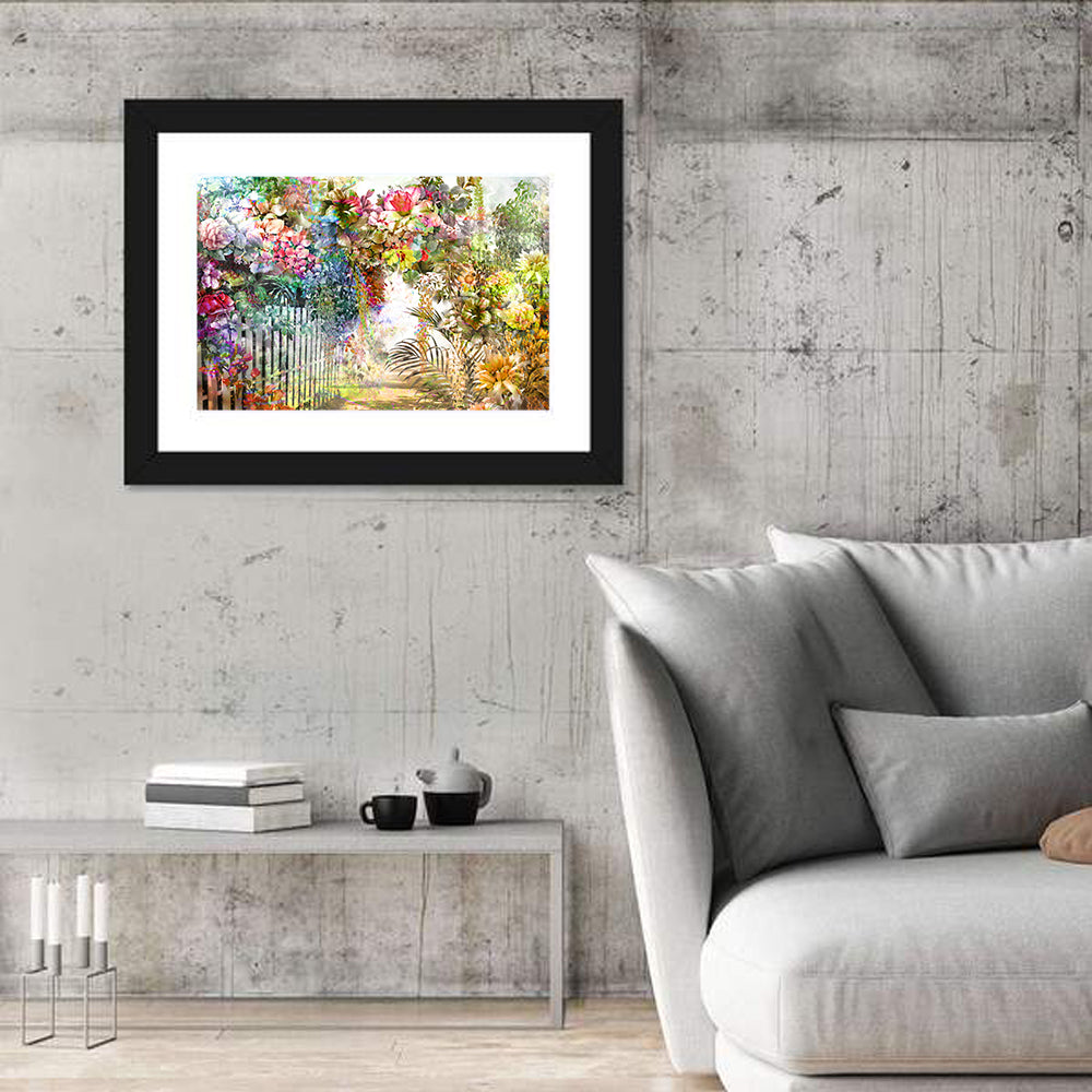 Spring Garden with White Picket Fence Wall Art