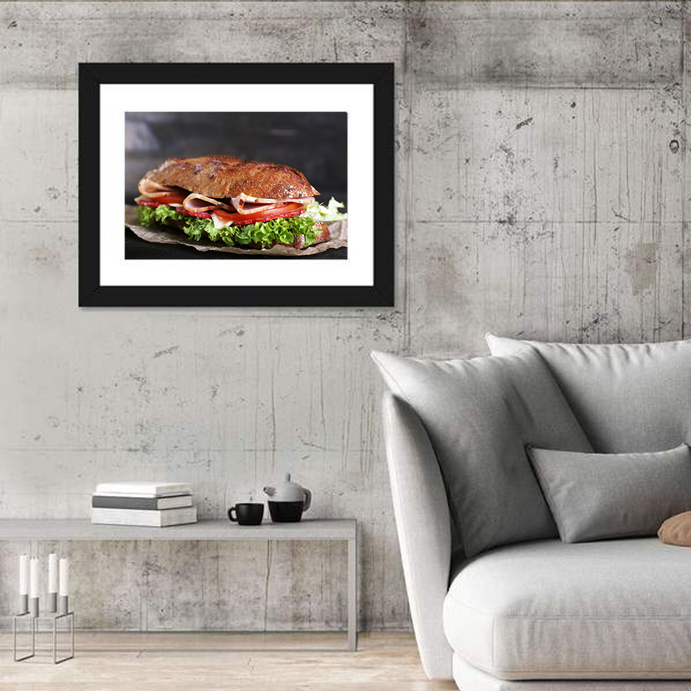 Toasted Ham and Vegetable Sandwich Wall Art in a room, landscape