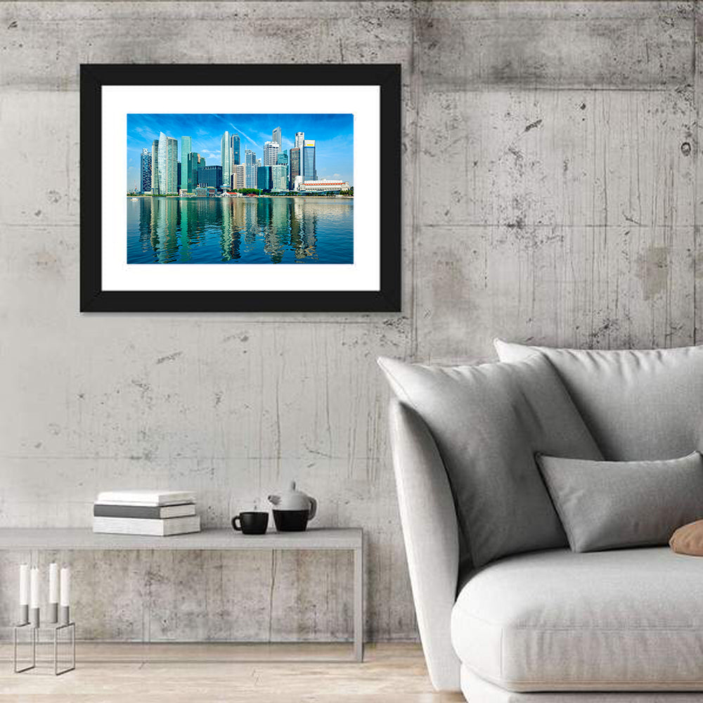 Marina Bay Singapore Skyline Wall Art in a room, landscape