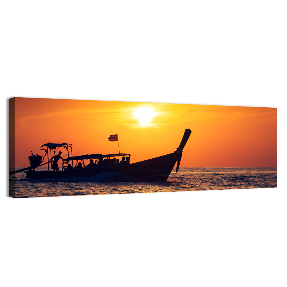 Longtail Boat at Sunset Wall Art