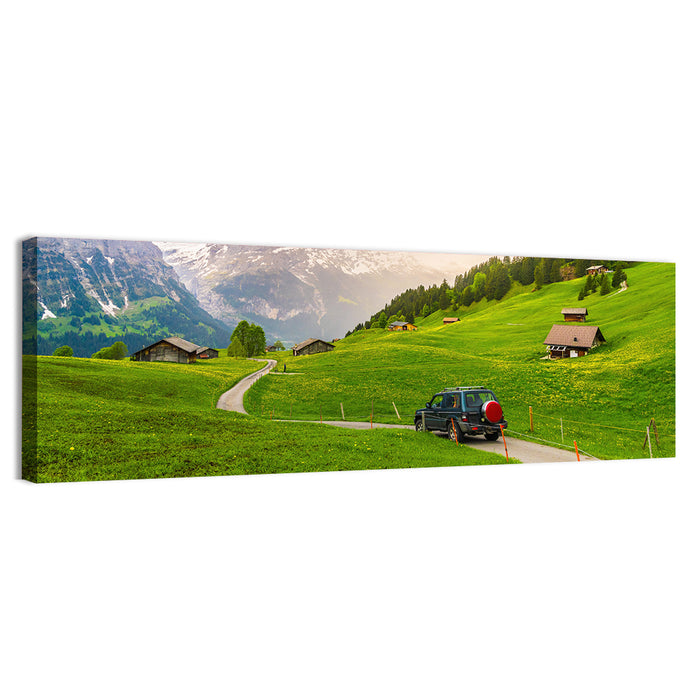 Grindelwald Alpine Village Road Wall Art as a canvas print