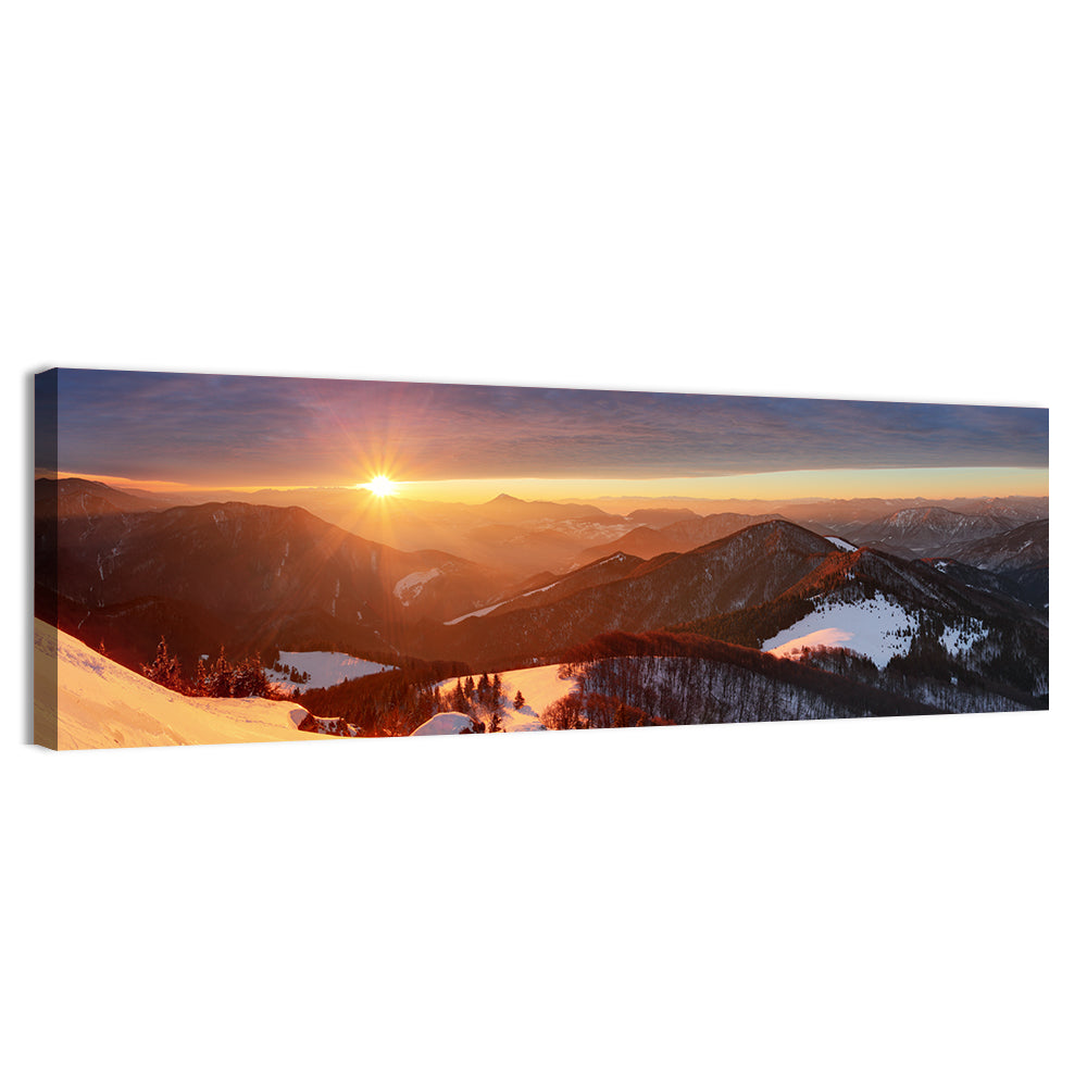 Slovakia Winter Mountain Sunset Wall Art, canvas print, panoramic
