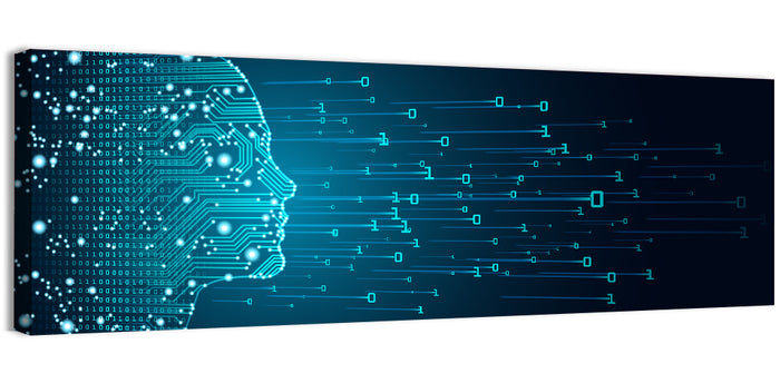Blue Ai Head Profile Wall Art as a canvas print