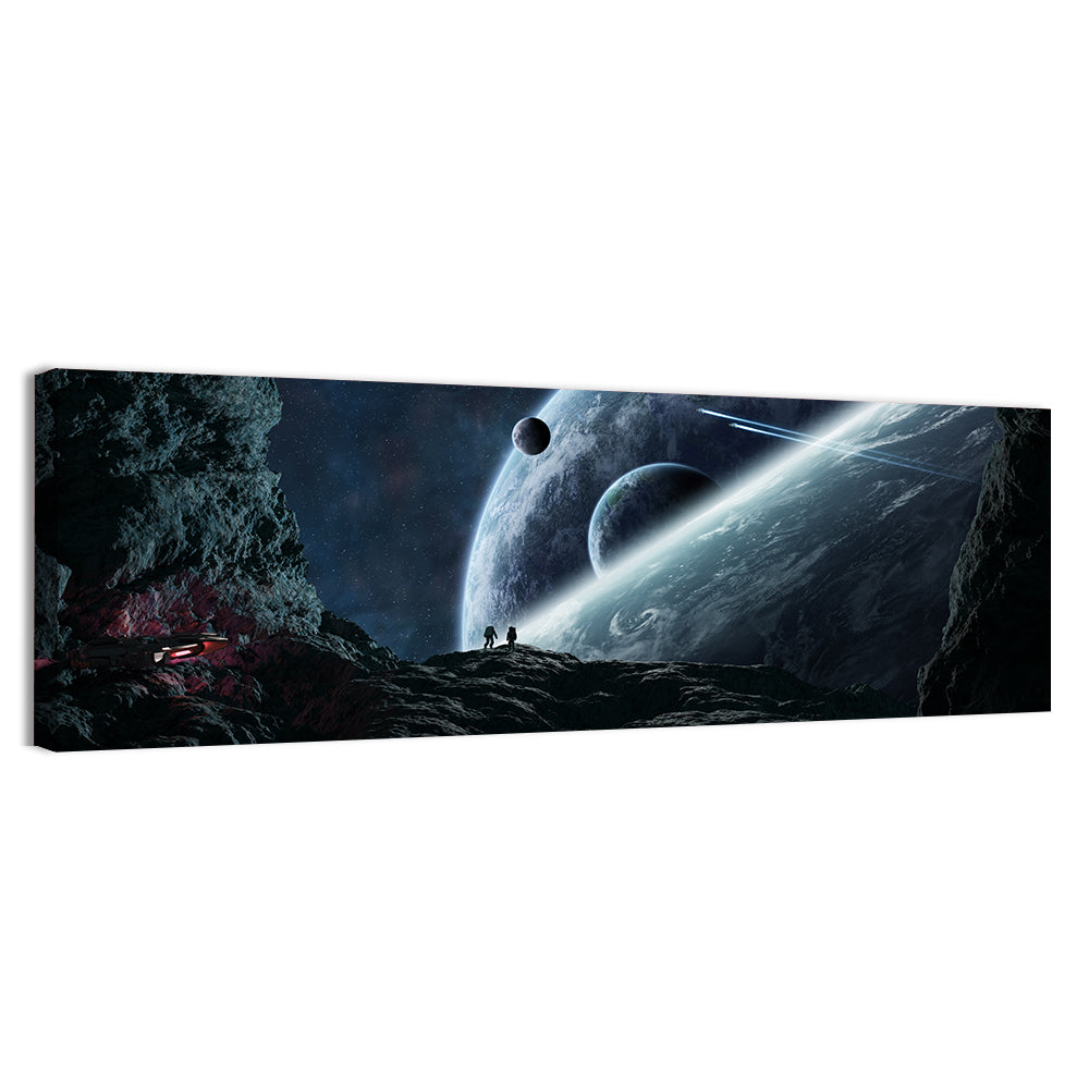 Astronaut Silhouettes in Cave Wall Art