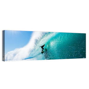 Surfer On Blue Ocean Wave Wall Art