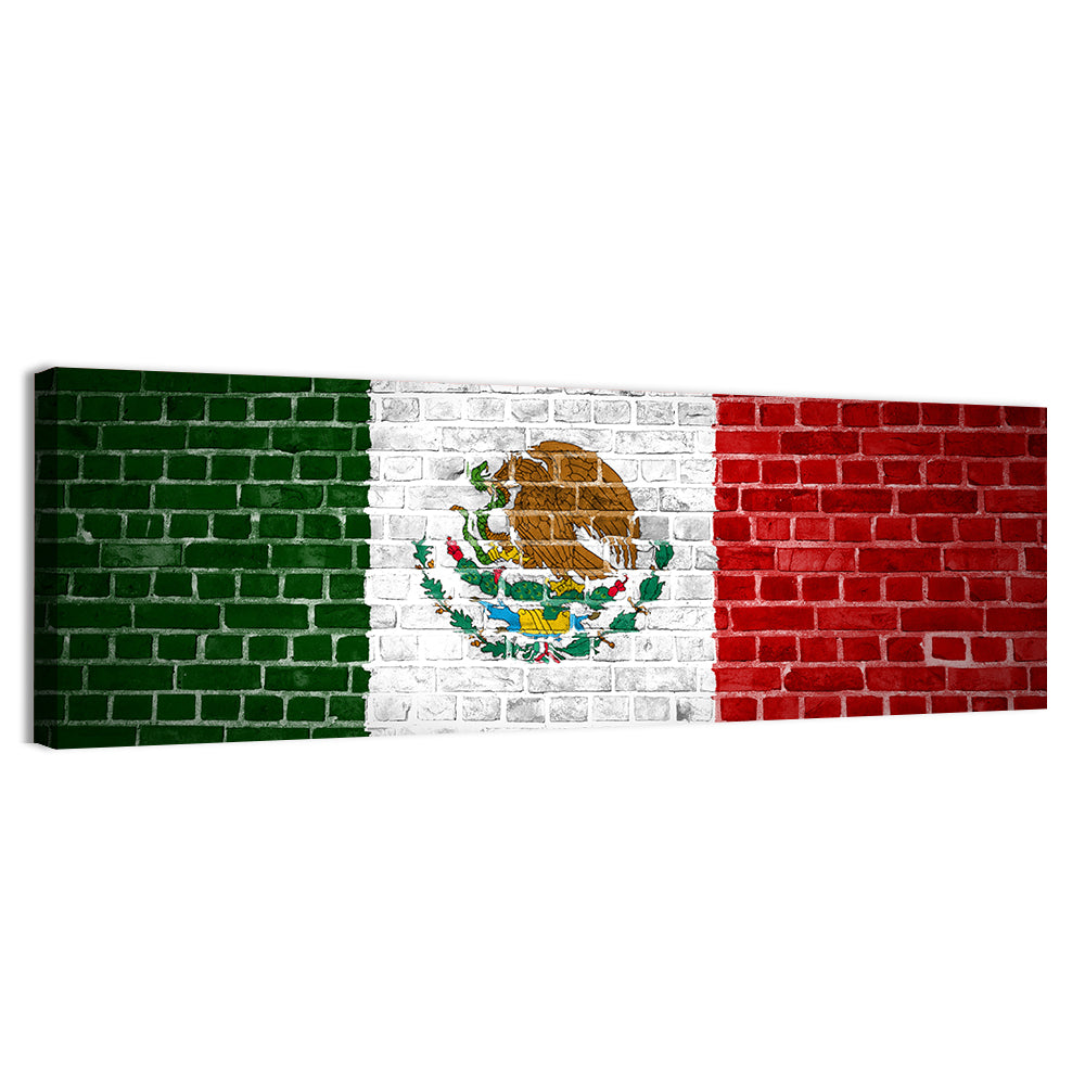 Weathered Mexico Flag with Coat of Arms Wall Art