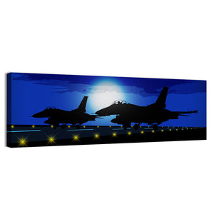 Military Planes Against Moon Wall Art