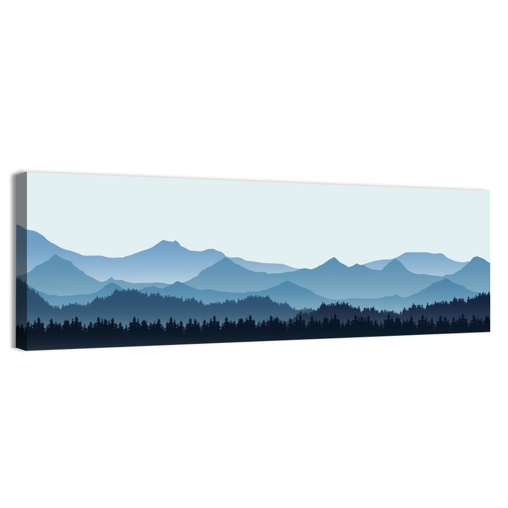 Layered Blue Mountain Range Wall Art, canvas print, panoramic