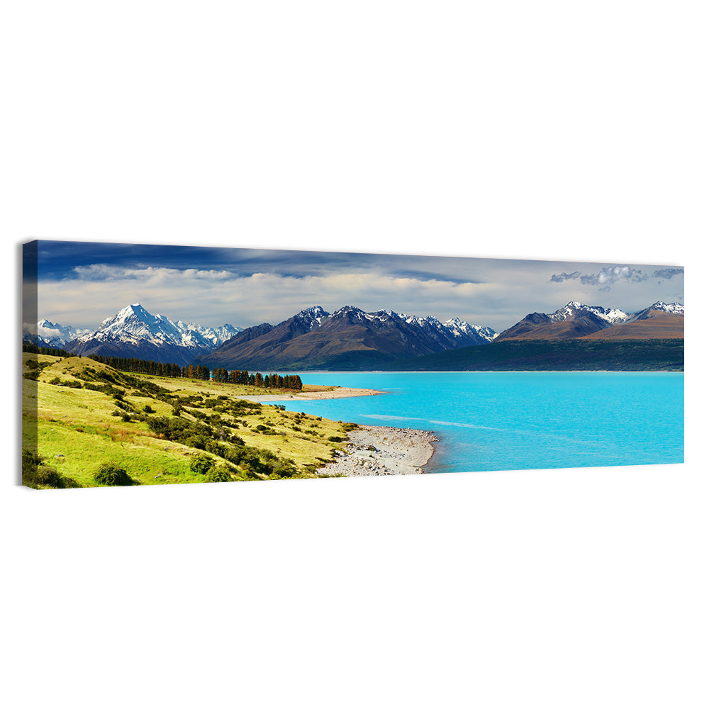 Mount Cook Over Lake Pukaki Wall Art, canvas print, panoramic