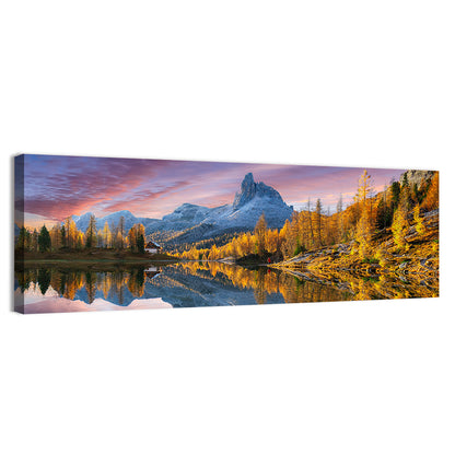 Lake Federa In Dolomites At Sunset Wall Art