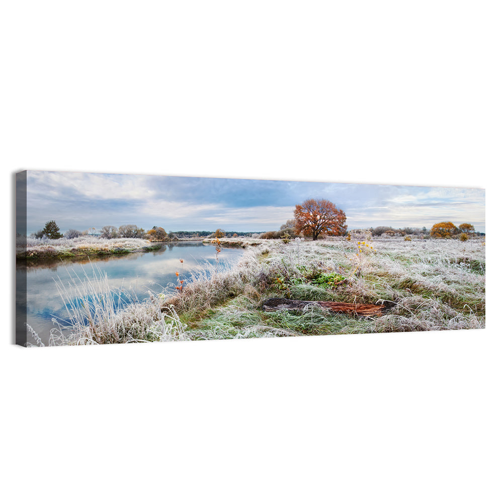 Frosted Autumn River Landscape Wall Art