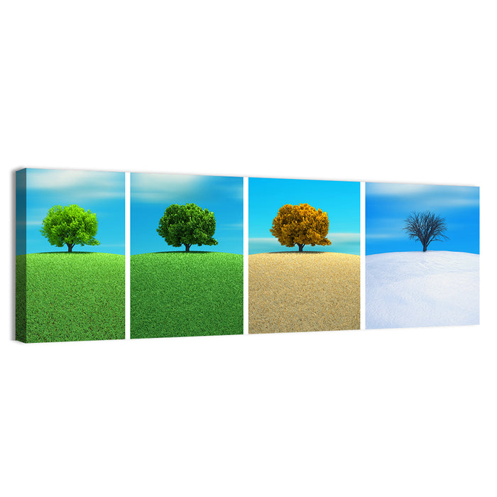 One Tree, Four Seasons Wall Art as a canvas print