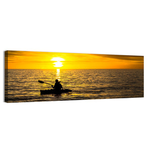 Fisherman In Ocean Sunset Wall Art