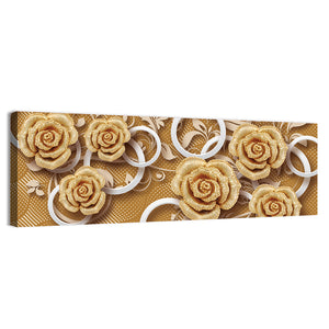 3D Golden Rose Flower Wallpaper Wall Art