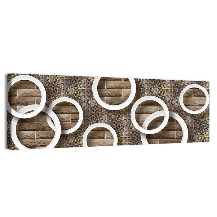 Flower Rings Over Brick and Tile Wall Art as a canvas print