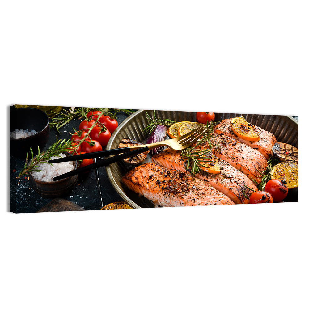 Grilled Salmon with Lemon and Rosemary Wall Art
