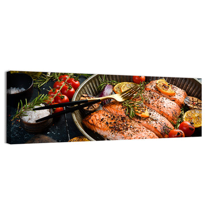 Grilled Salmon with Lemon and Rosemary Wall Art