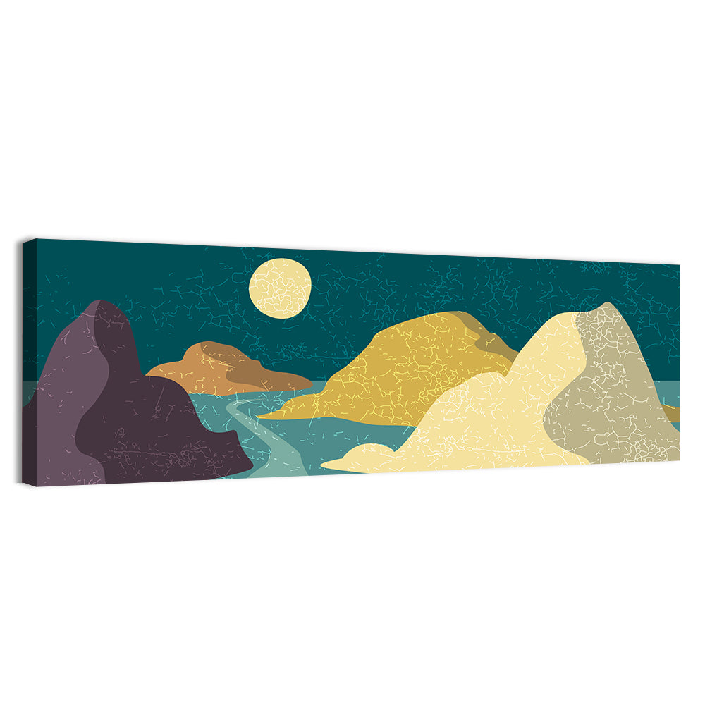Moonlit Minimalist Mountain Wall Art