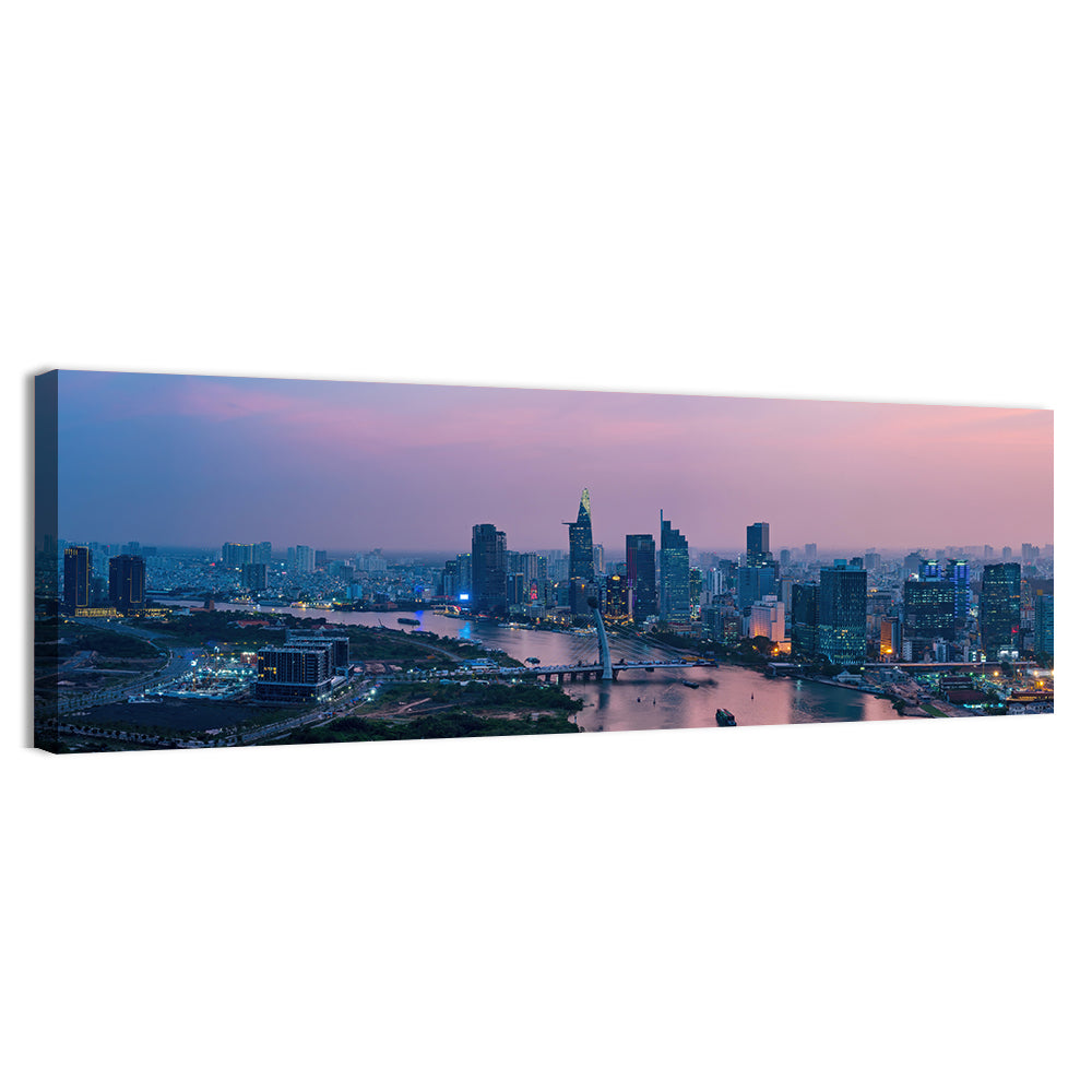 Ho Chi Minh City Skyline at Dusk Wall Art, canvas print, panoramic