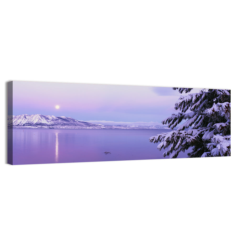 Moonlit Lake Tahoe Wall Art, canvas print, panoramic