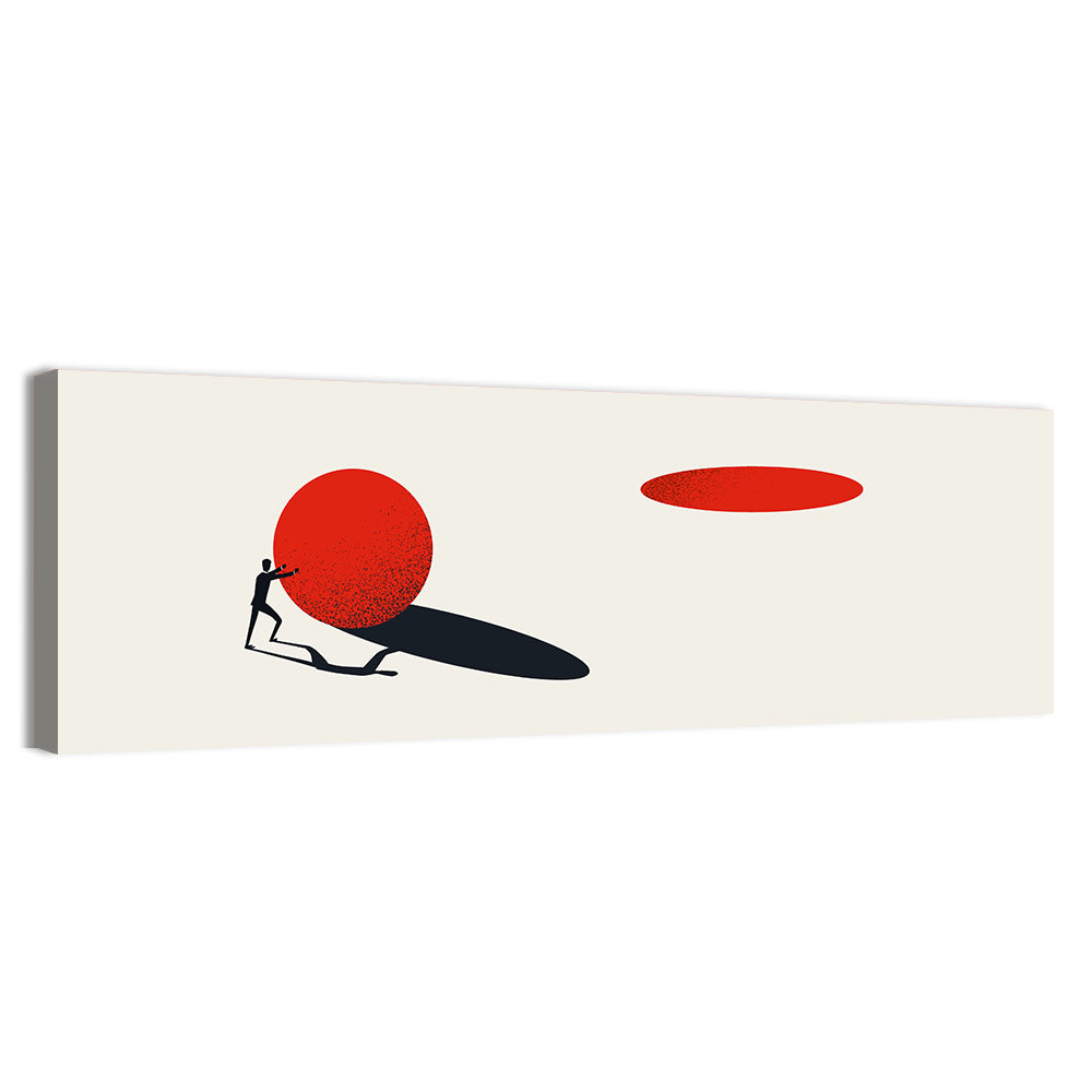 Man Pushing Sphere Wall Art