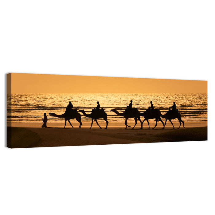 Camel Caravan at Sunset Wall Art as a canvas print
