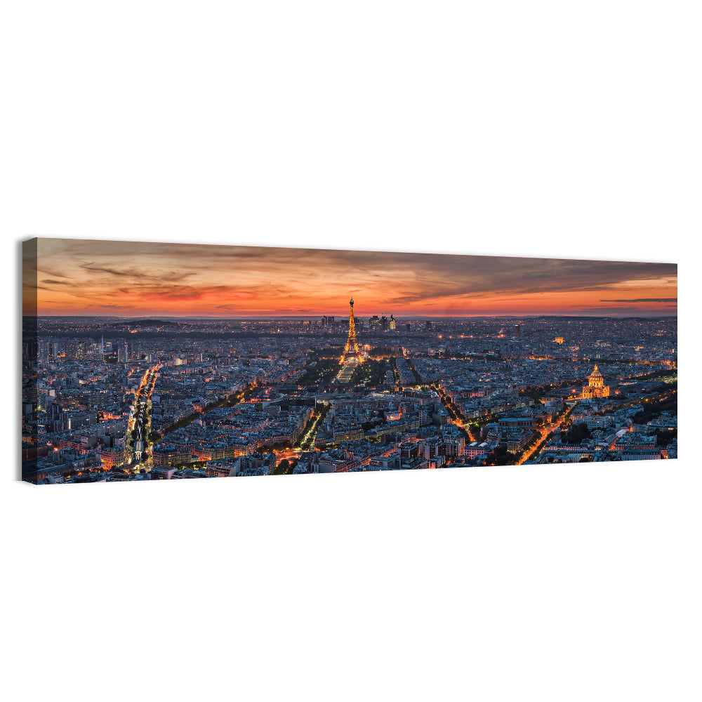 Paris Night Skyline Wall Art, canvas print, panoramic