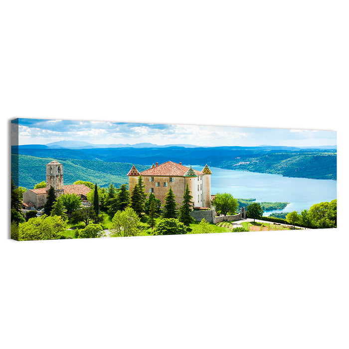 Château D'esparron and Village Church Wall Art as a canvas print